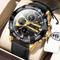 Poedagar E125 Dual Time Genuine Leather Men's Watch