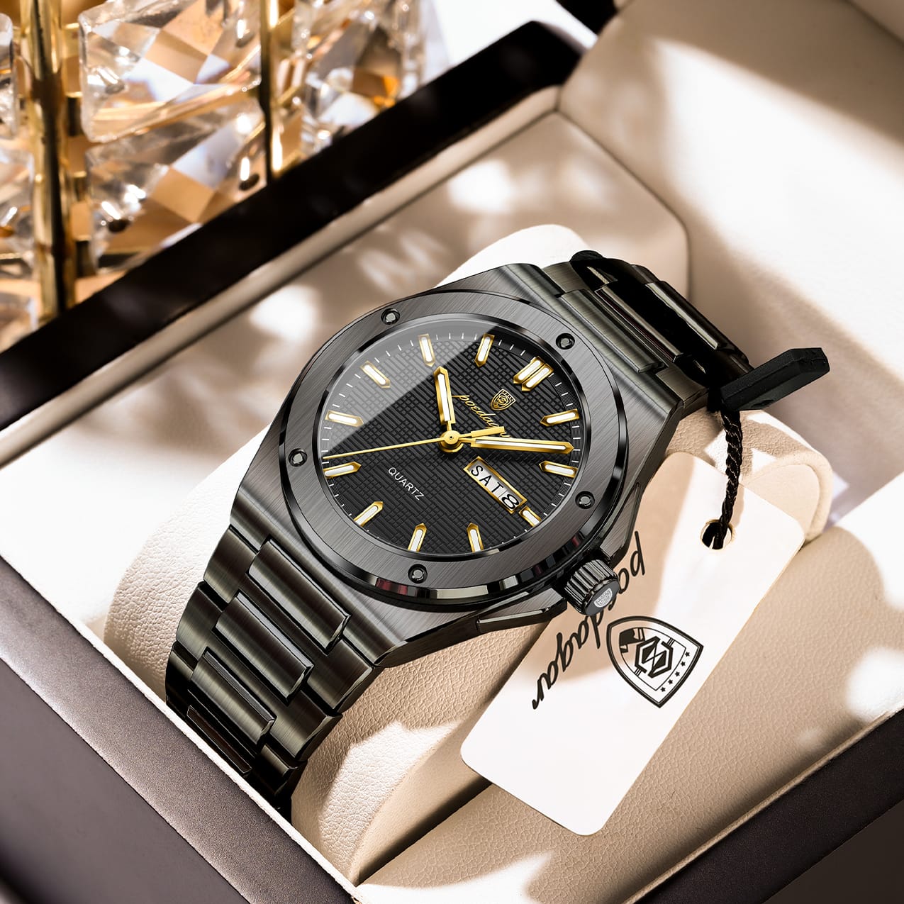 Poedagar 696 Stainless Steel 3BAR Water Resistant Men's Watch