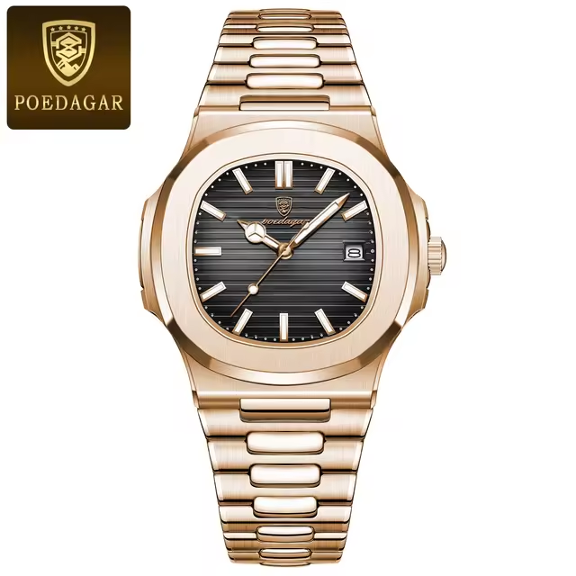 POEDAGAR 613 Stainless Steel 3BAR Water Resistant Men's Watch
