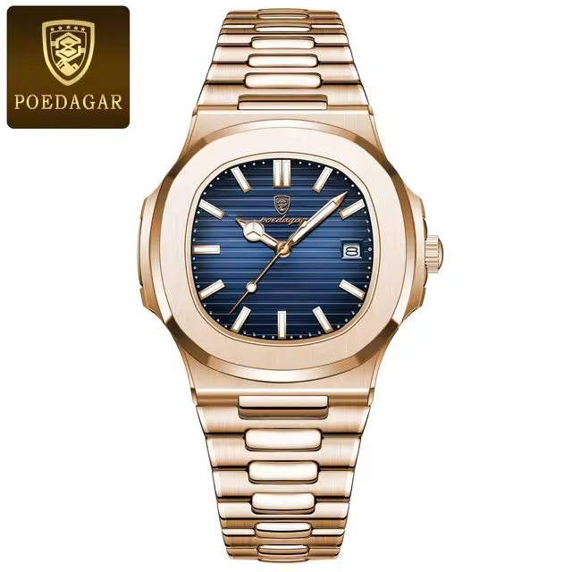 POEDAGAR 613 Stainless Steel 3BAR Water Resistant Men's Watch
